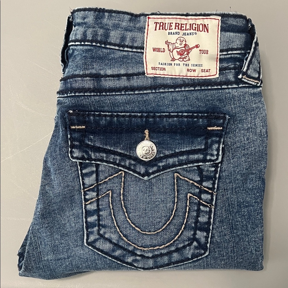 True Religion Halle Big T Mid Rise Super Skinny Size 28